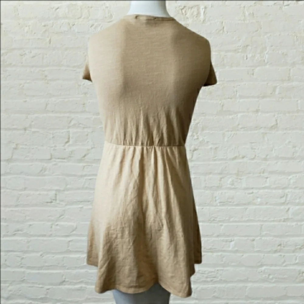 Zara Knit medium tan embroidered floral cotton faux wrap mini dress - Picture 10 of 12